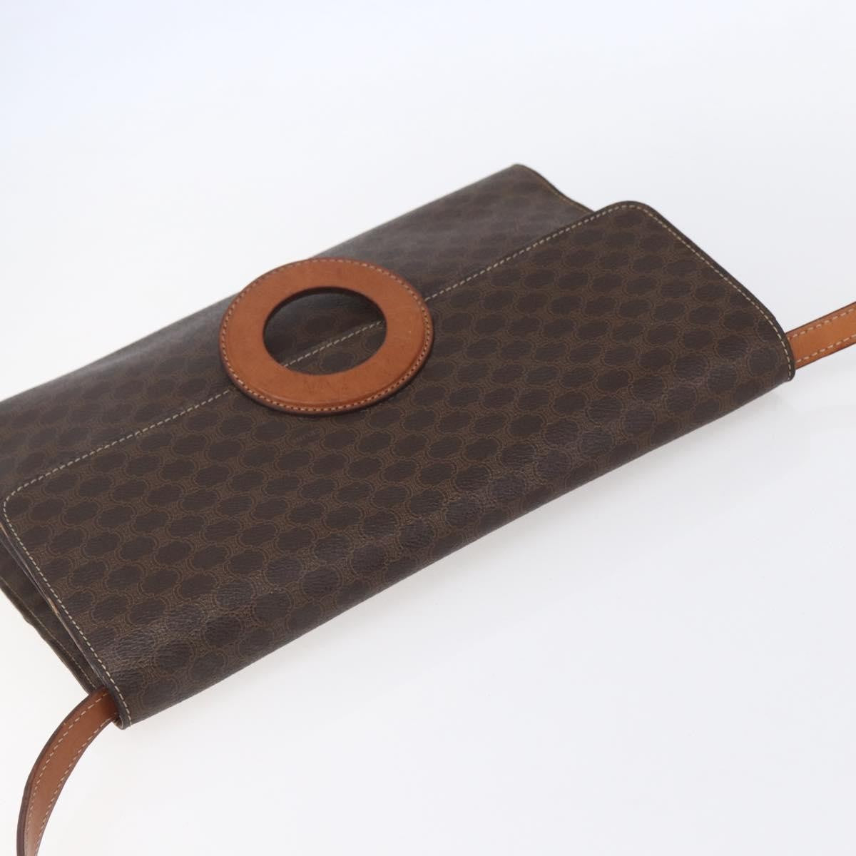 Celine Vintage Macadam Circle Logo Canvas And Leather Brown Canvas Shoulder Bag Bag (Pre-Owned)