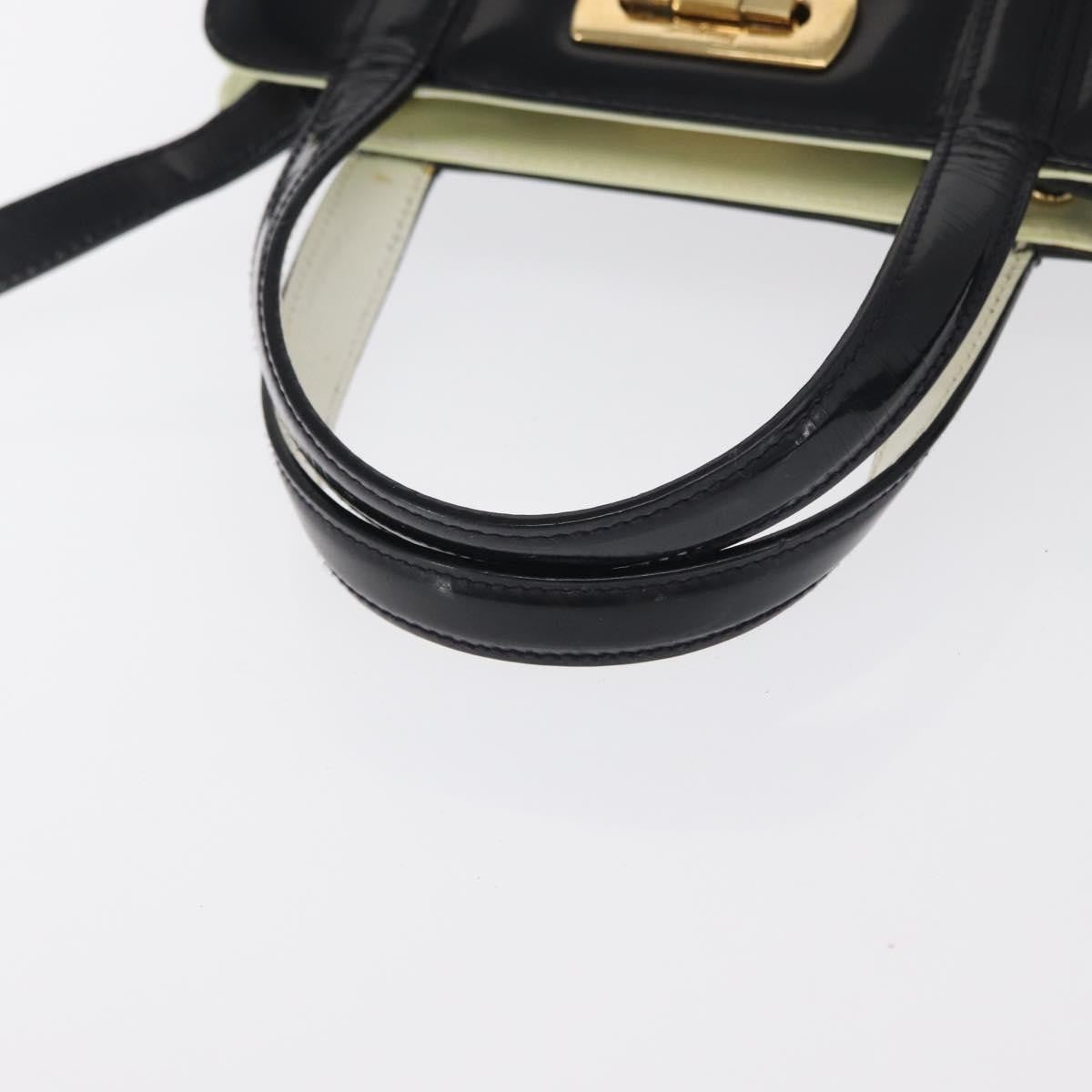 Salvatore Ferragamo Gancini Patent Leather Black Patent_Leather Handbag (Pre-Owned)