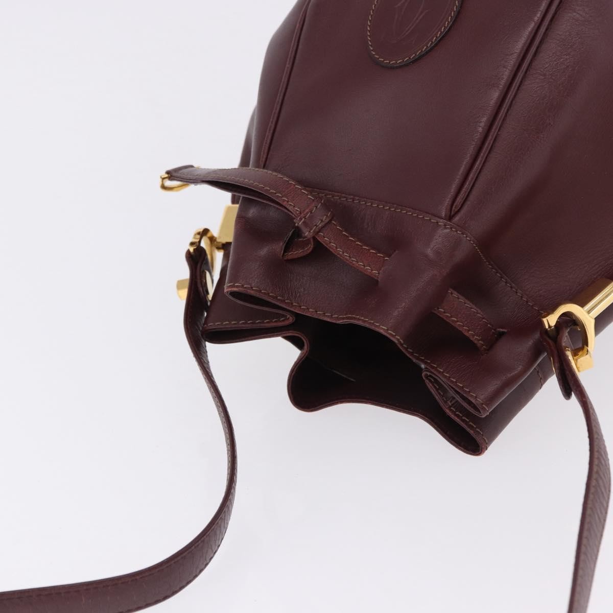 Cartier Must De Cartier Leather Burgundy Leather Shoulder Bag Bag (Pre-Owned)