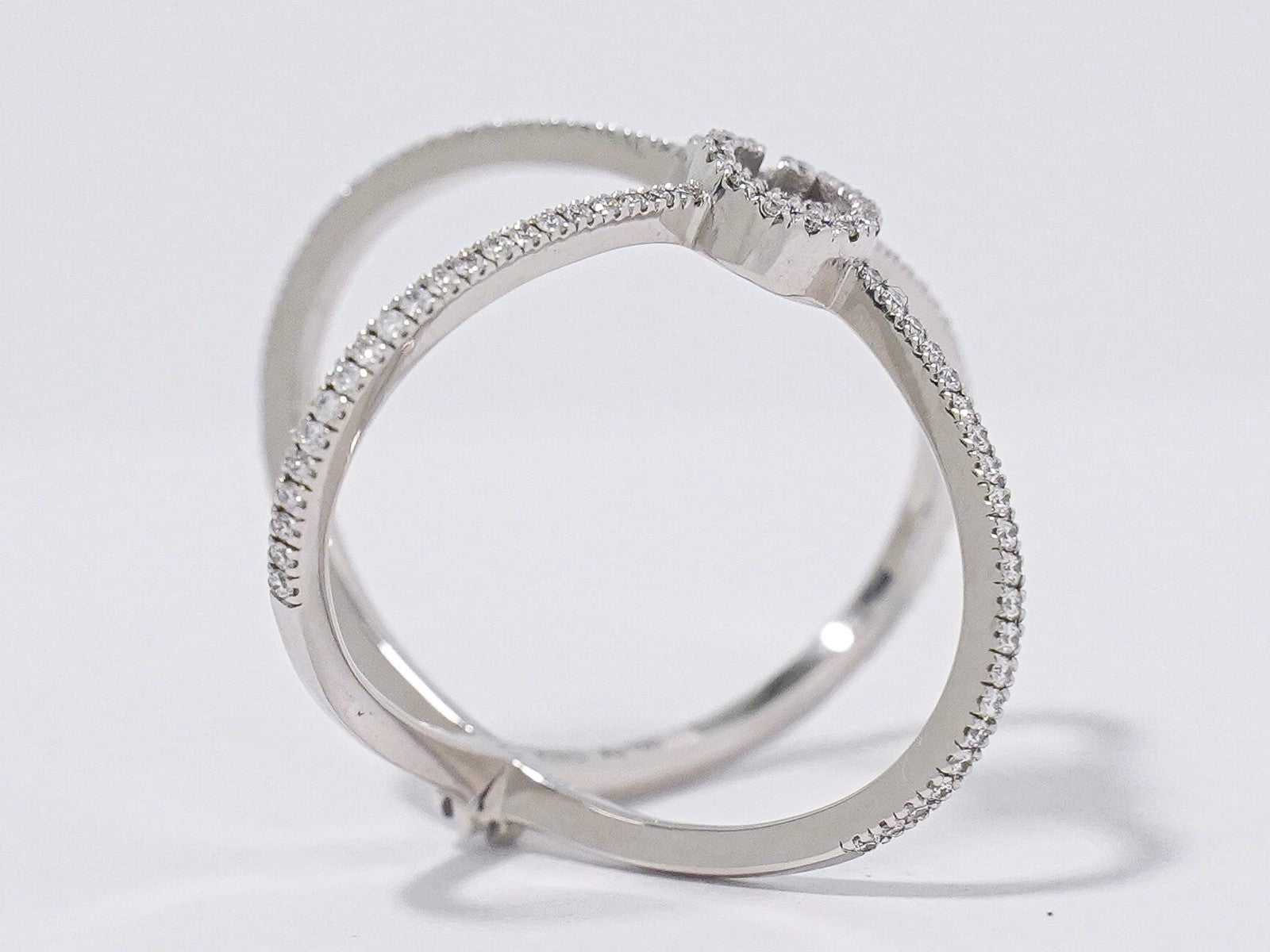 Gucci Gg Running Cross 18K White Gold And Pave Diamonds White White_Gold Ring Jewelry (Pre-Owned)