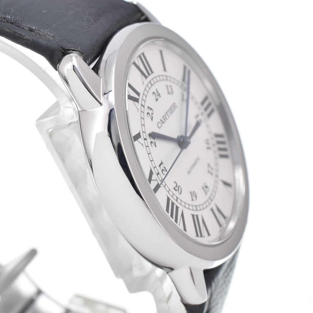 Cartier Ronde Solo De Cartier Automatic Stainless Steel And Leather Watch (Pre-Owned)