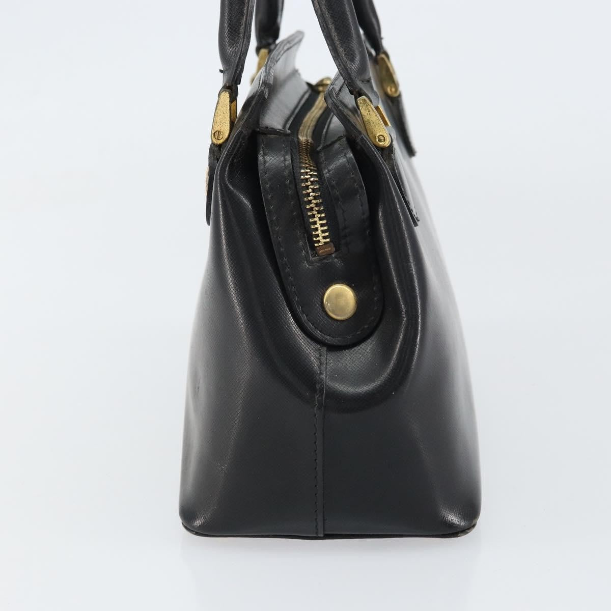 Versace Vintage Leather Black Leather Handbag (Pre-Owned)