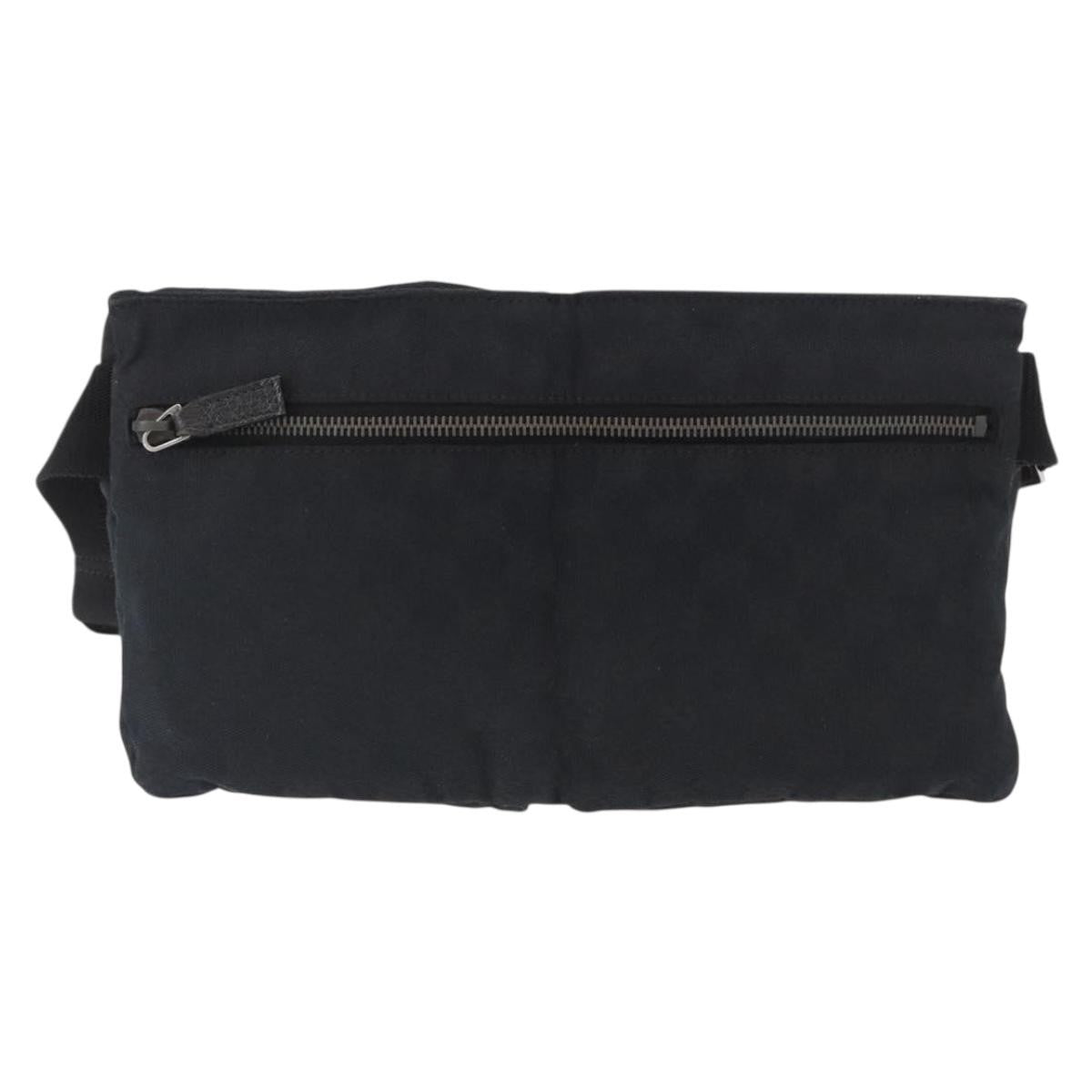 Gucci Vintage Double Belt Gg Canvas With Leather Black Canvas Handbag (Pre-Owned)