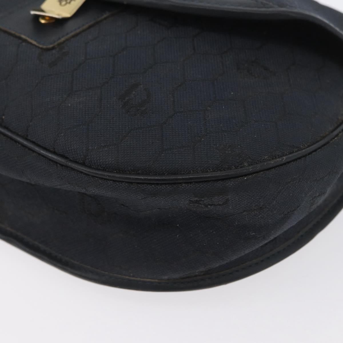 Christian Dior Vintage Honeycomb Flap Canvas And Leather Black Canvas Shoulder Bag Bag (Pre-Owned)