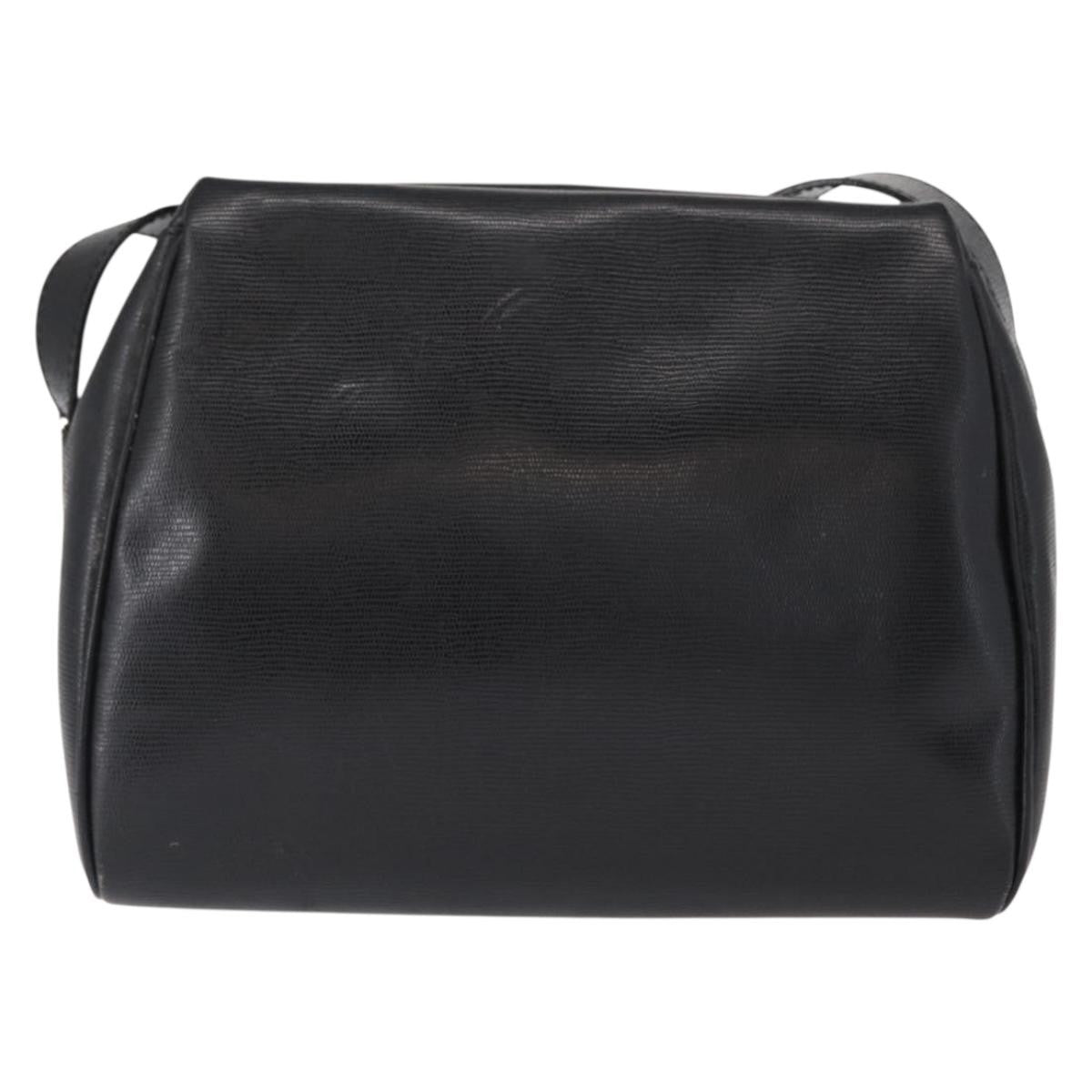 Celine Vintage Circle Logo Leather Black Leather Shoulder Bag Bag (Pre-Owned)