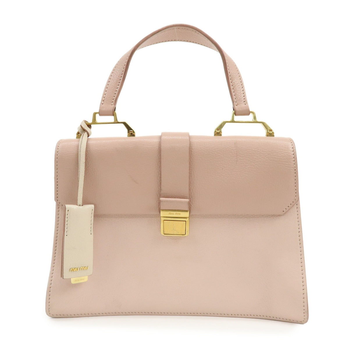 Miu Miu Madras Convertible Compartment Top Handle Leather Pink Leather Handbag (Pre-Owned)