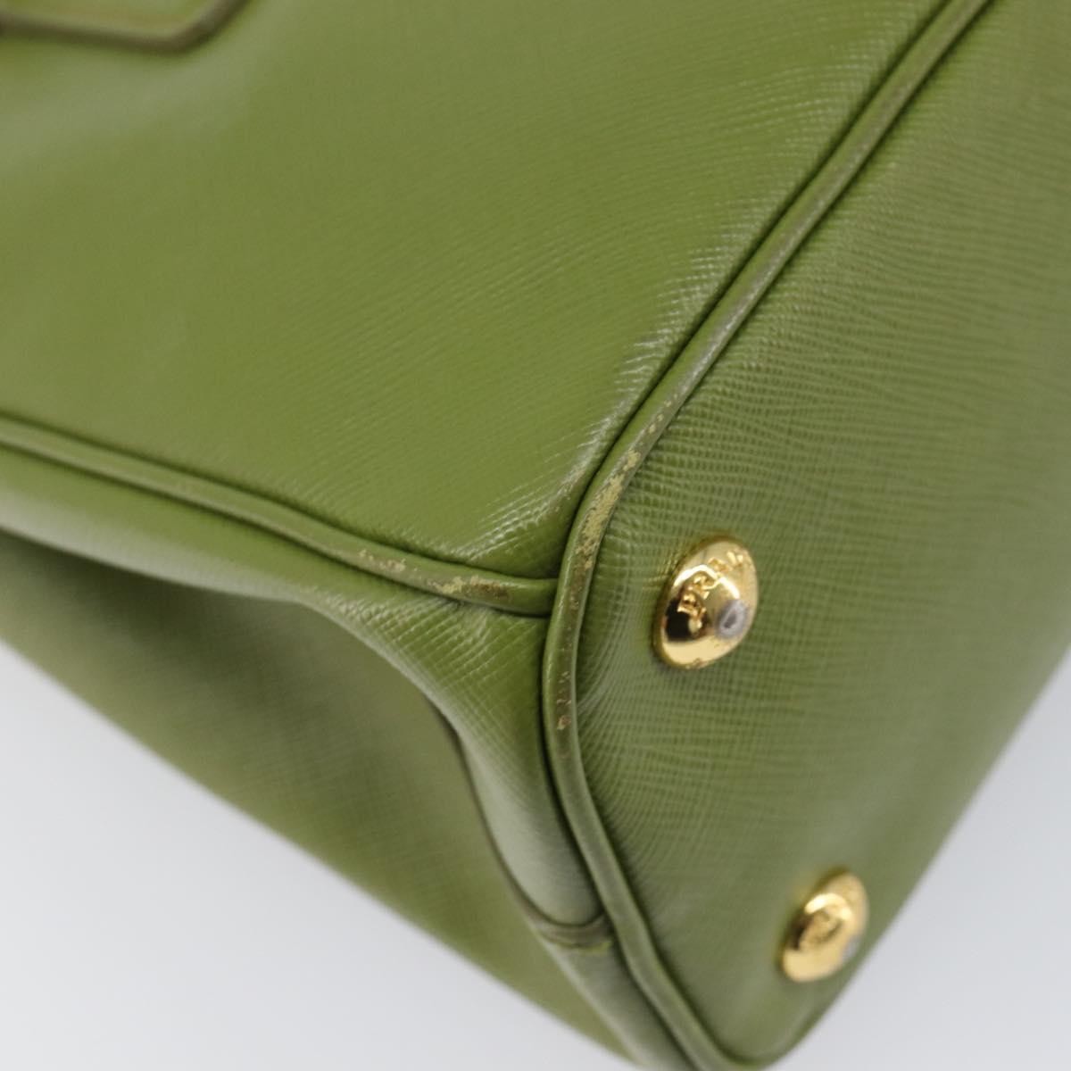 Prada Galleria  Strap Leather Green Leather Handbag (Pre-Owned)