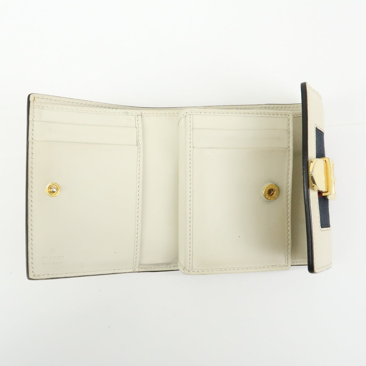 Gucci Sylvie Compact Leather Beige Leather Wallets Accessory (Pre-Owned)