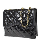 Chanel Matelassé Black Patent Leather Shoulder Bag (Pre-Owned)