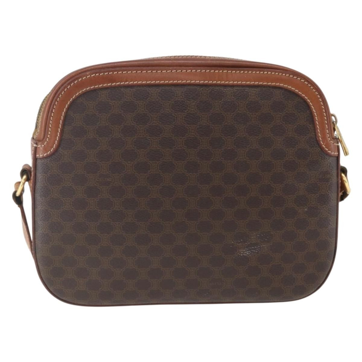 Celine Vintage Macadam Canvas And Leather Brown Canvas Shoulder Bag Bag (Pre-Owned)