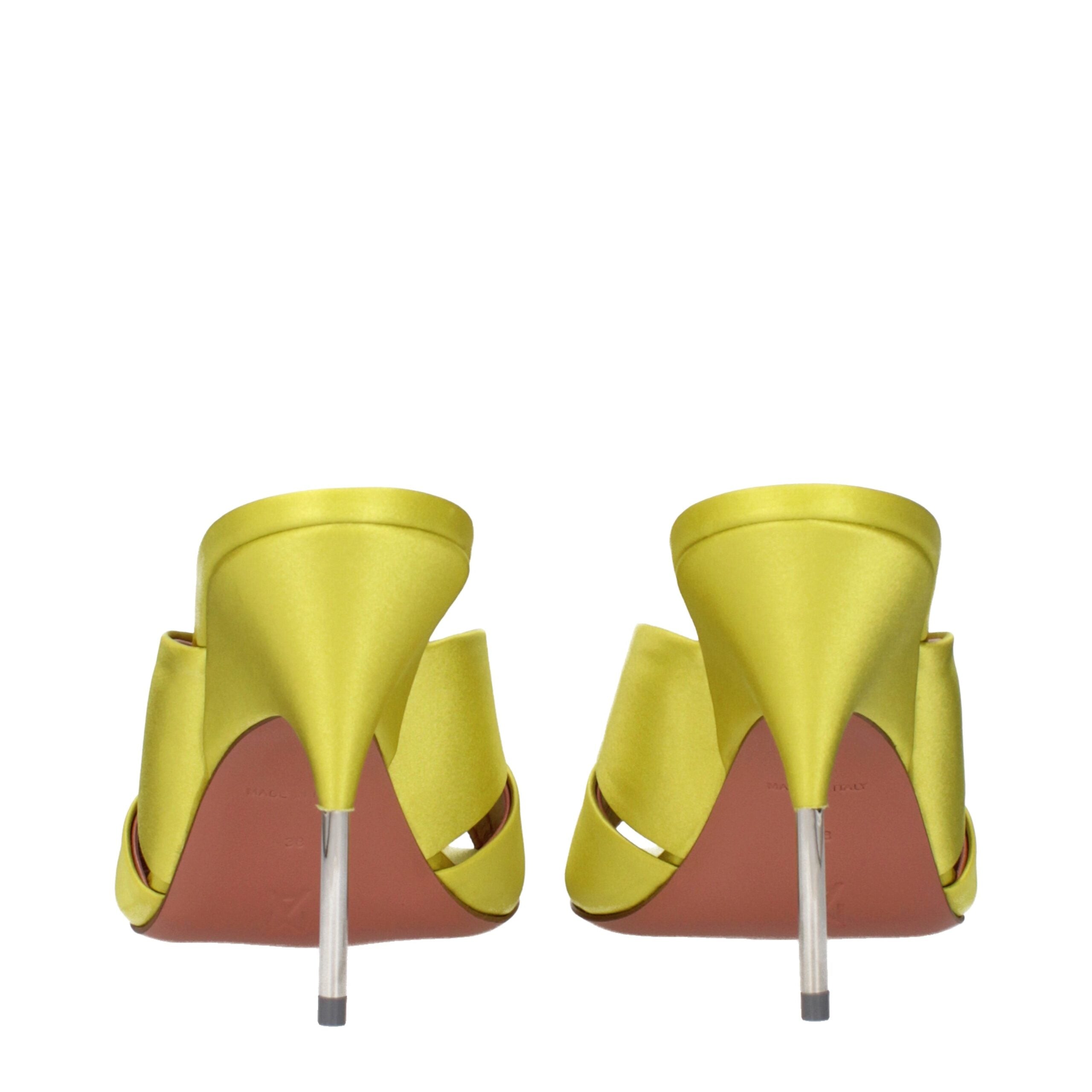 Amina Muaddi Green Satin Stiletto Heel Women's Sandals