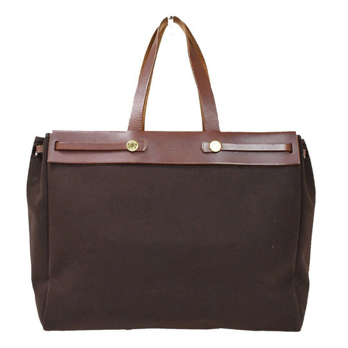 Hermès Herbag Brown Canvas Shoulder Bag (Pre-Owned)