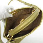 Fendi Peekaboo Gold Leather Shoulder Bag (Pre-Owned)