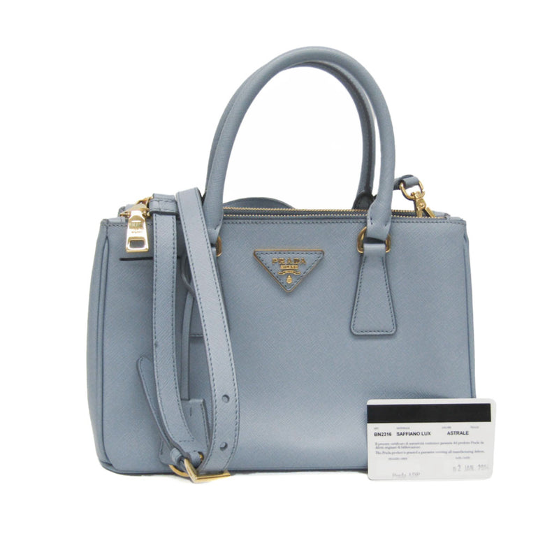 Prada Galleria Blue Leather Shoulder Bag (Pre-Owned)