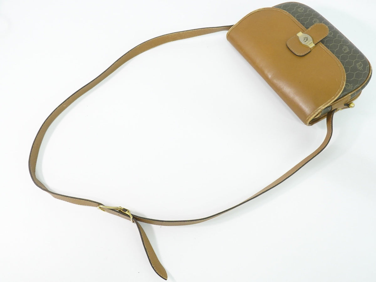 Christian Dior Vintage Honeycomb Canvas Brown Canvas Shoulder Bag Bag (Pre-Owned)
