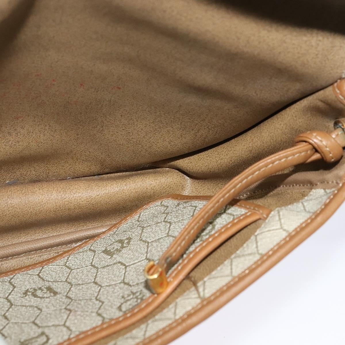 Christian Dior Vintage Honeycomb Zip Coated Canvas Beige Canvas Bag (Pre-Owned)