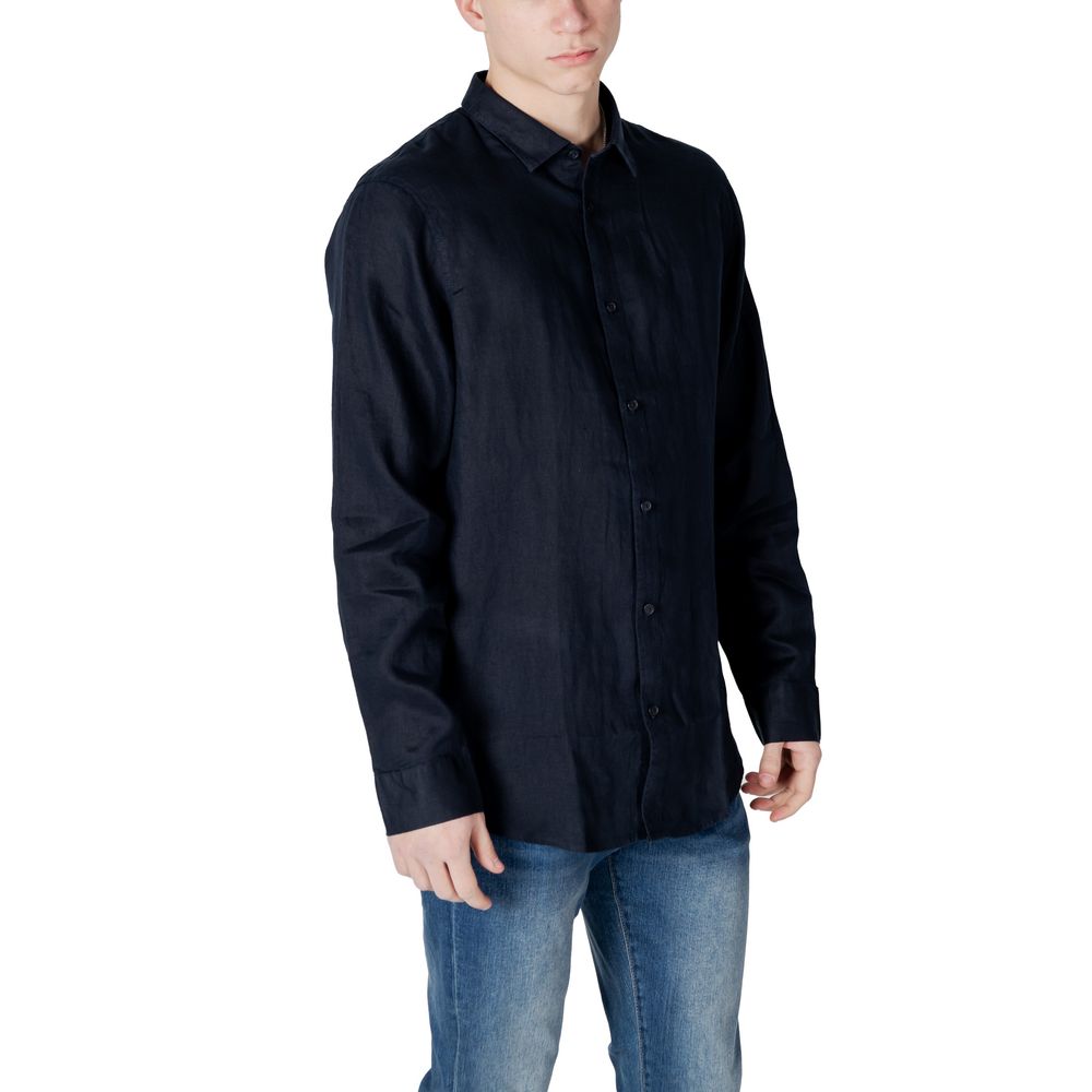 Armani Exchange Blue Linen Dress Men's Shirt