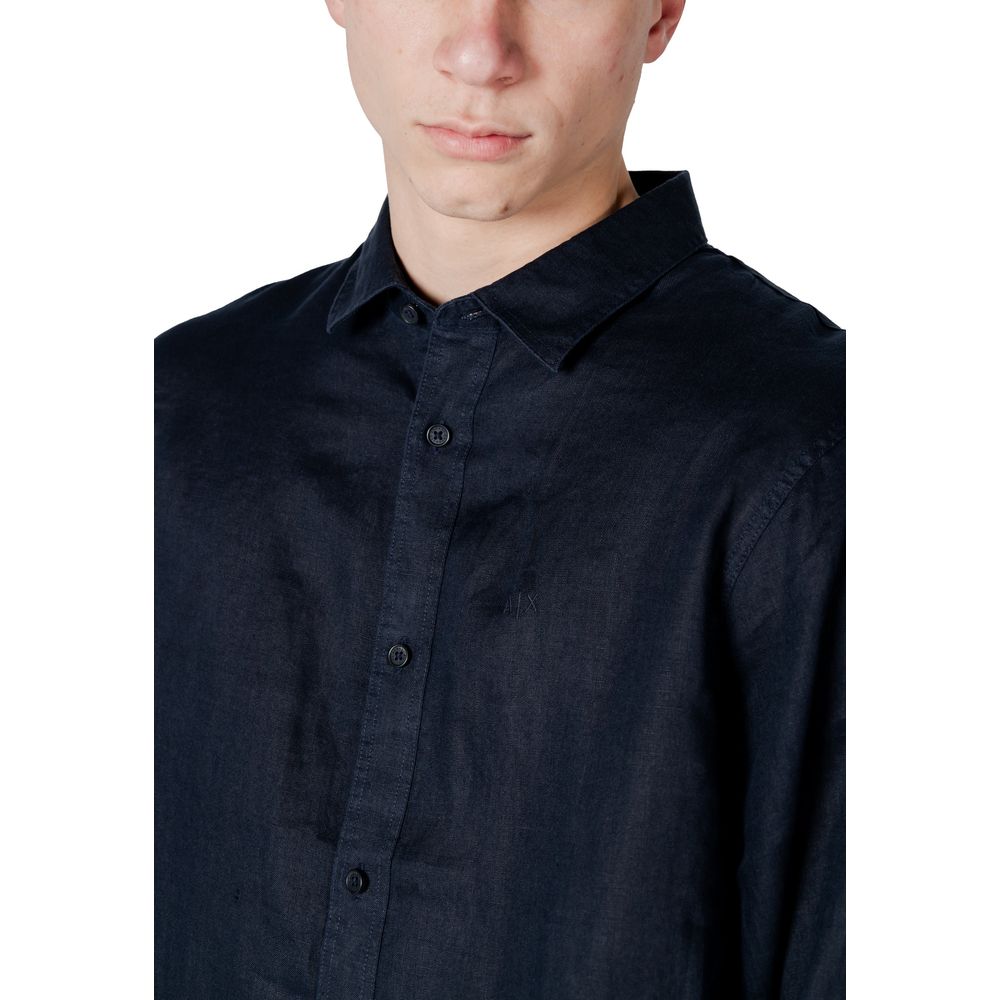 Armani Exchange Blue Linen Dress Men's Shirt