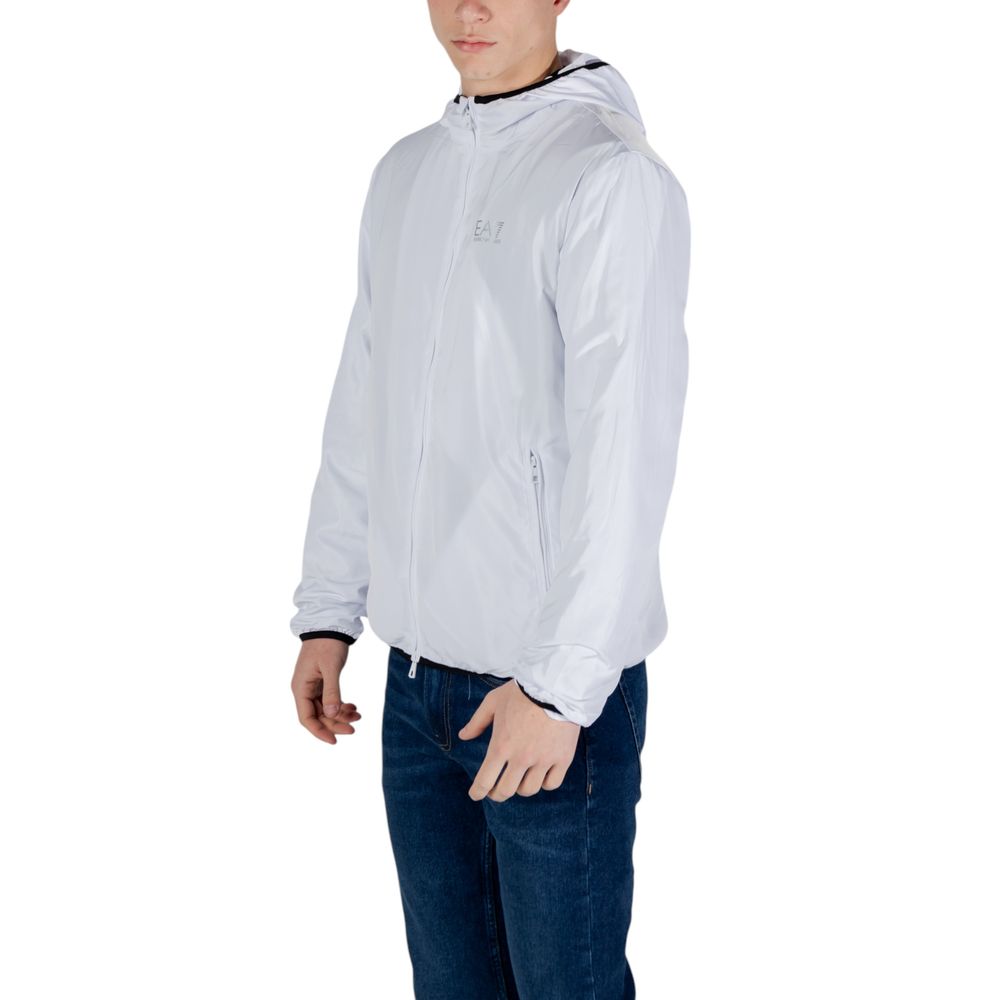 EA7 Emporio Armani White Polyester Shell Men's Jacket