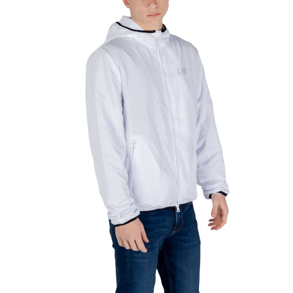 EA7 Emporio Armani White Polyester Shell Men's Jacket
