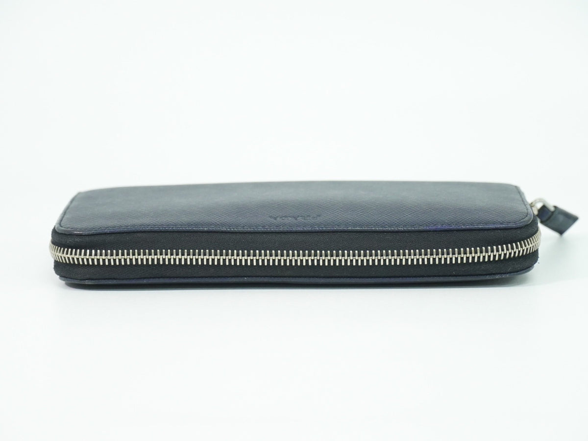 Prada Saffiano Leather Navy Leather Wallets Accessory (Pre-Owned)
