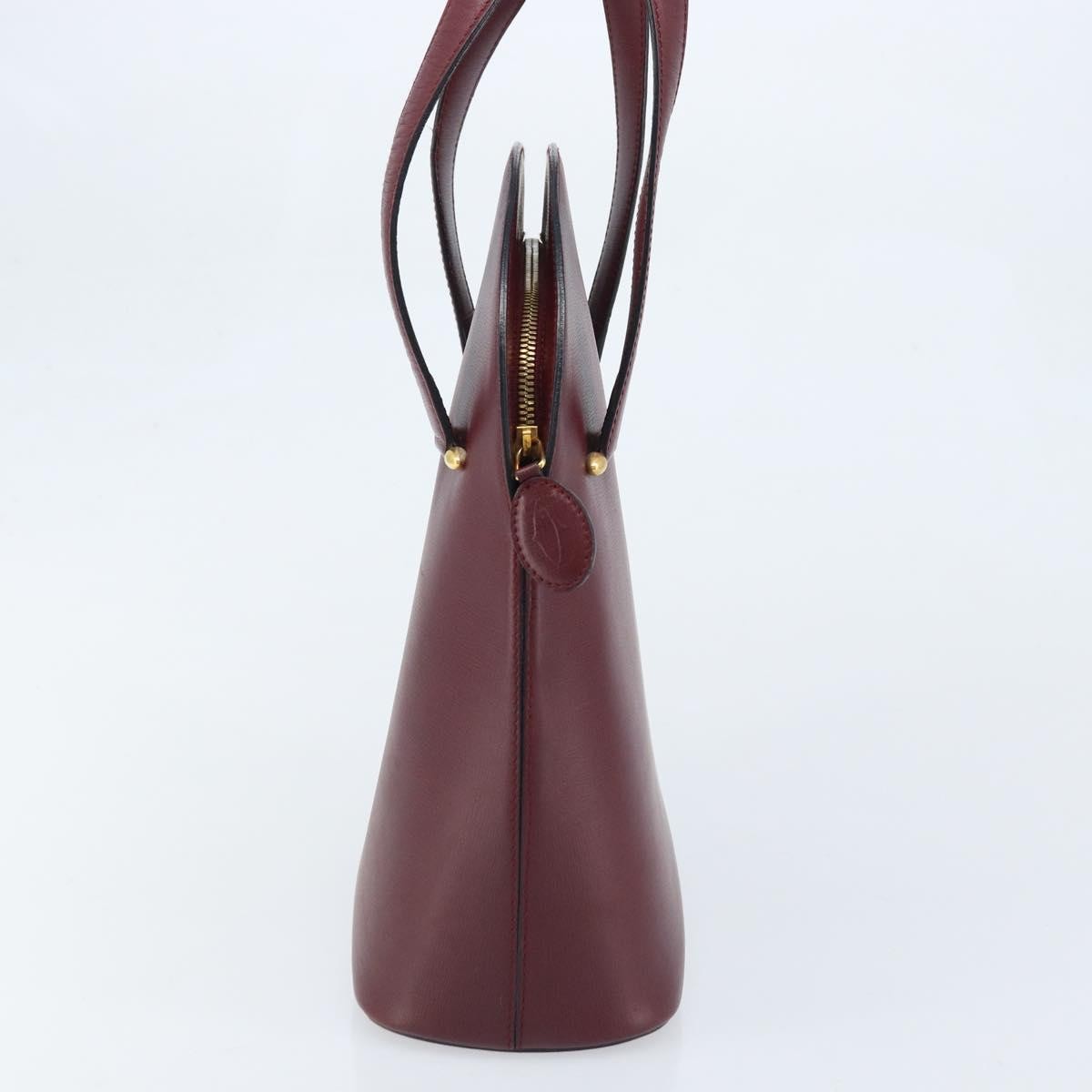 Cartier Vintage Must De Cartier Leather Burgundy Leather Handbag (Pre-Owned)