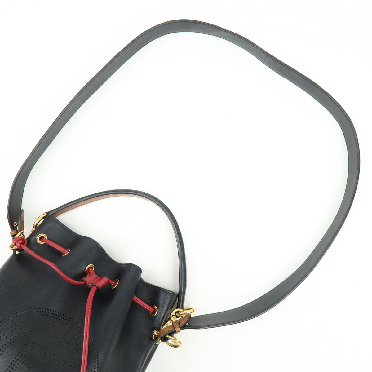 Fendi Mon Tresor Bucket Perforated Leather Black Leather Handbag (Pre-Owned)