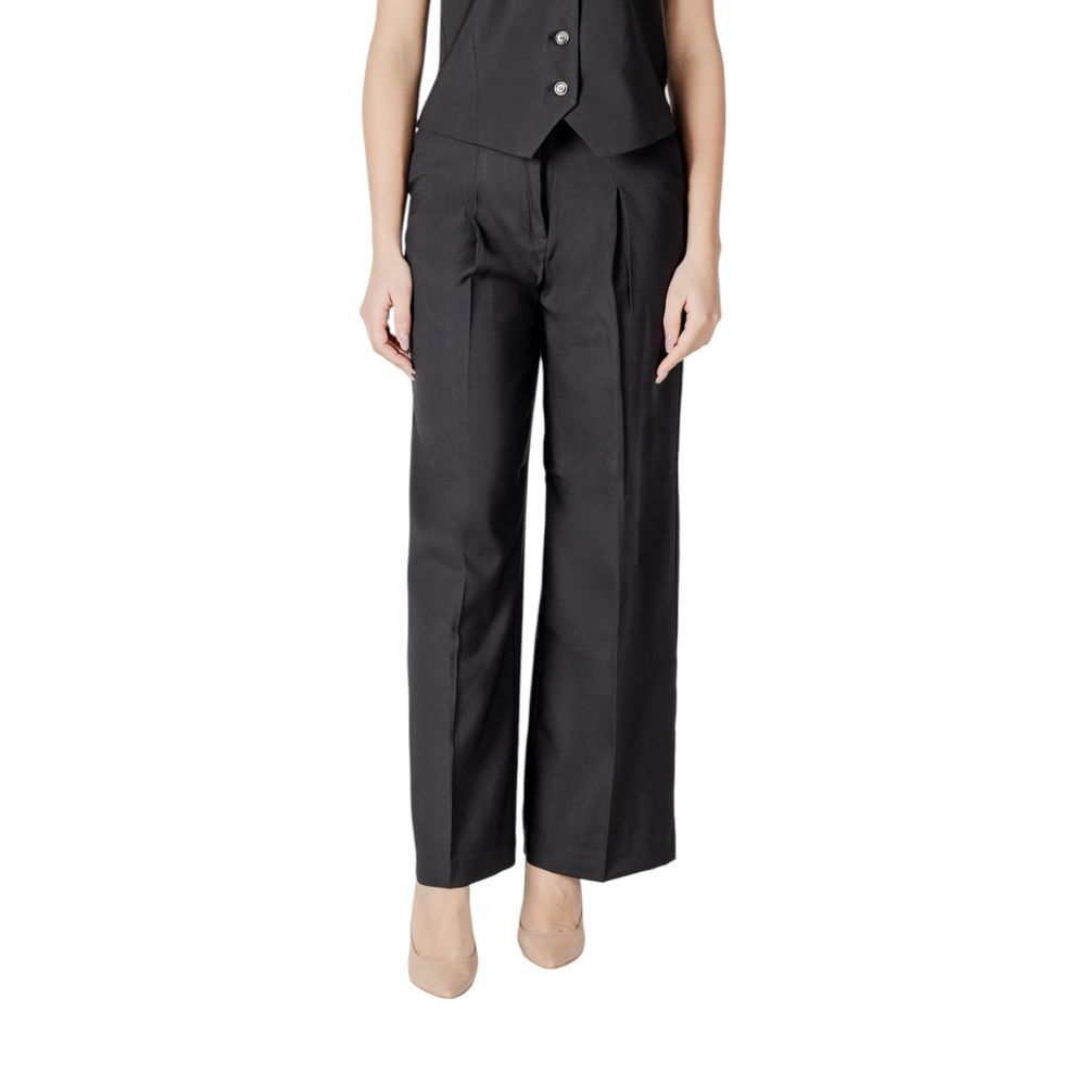 ICHI Black Polyester Casual Women's Pants