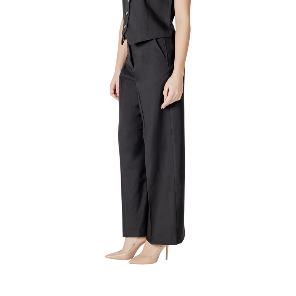 ICHI Black Polyester Casual Women's Pants