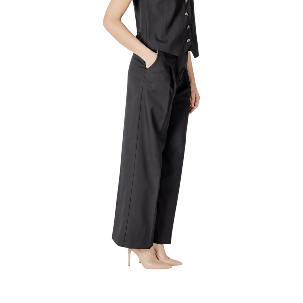 ICHI Black Polyester Casual Women's Pants
