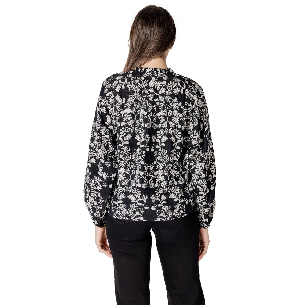 ICHI Black Viscose Women's Blouse