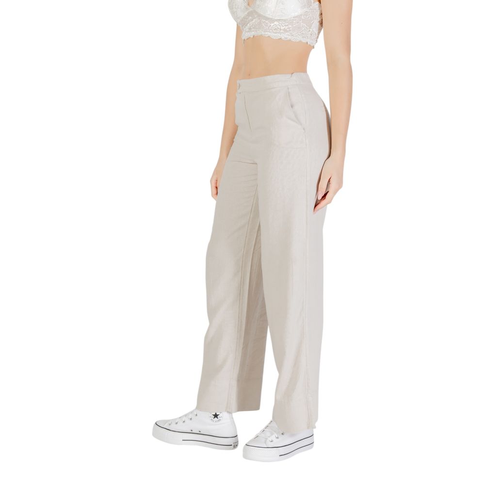 Only Beige Viscose Casual Women's Pants