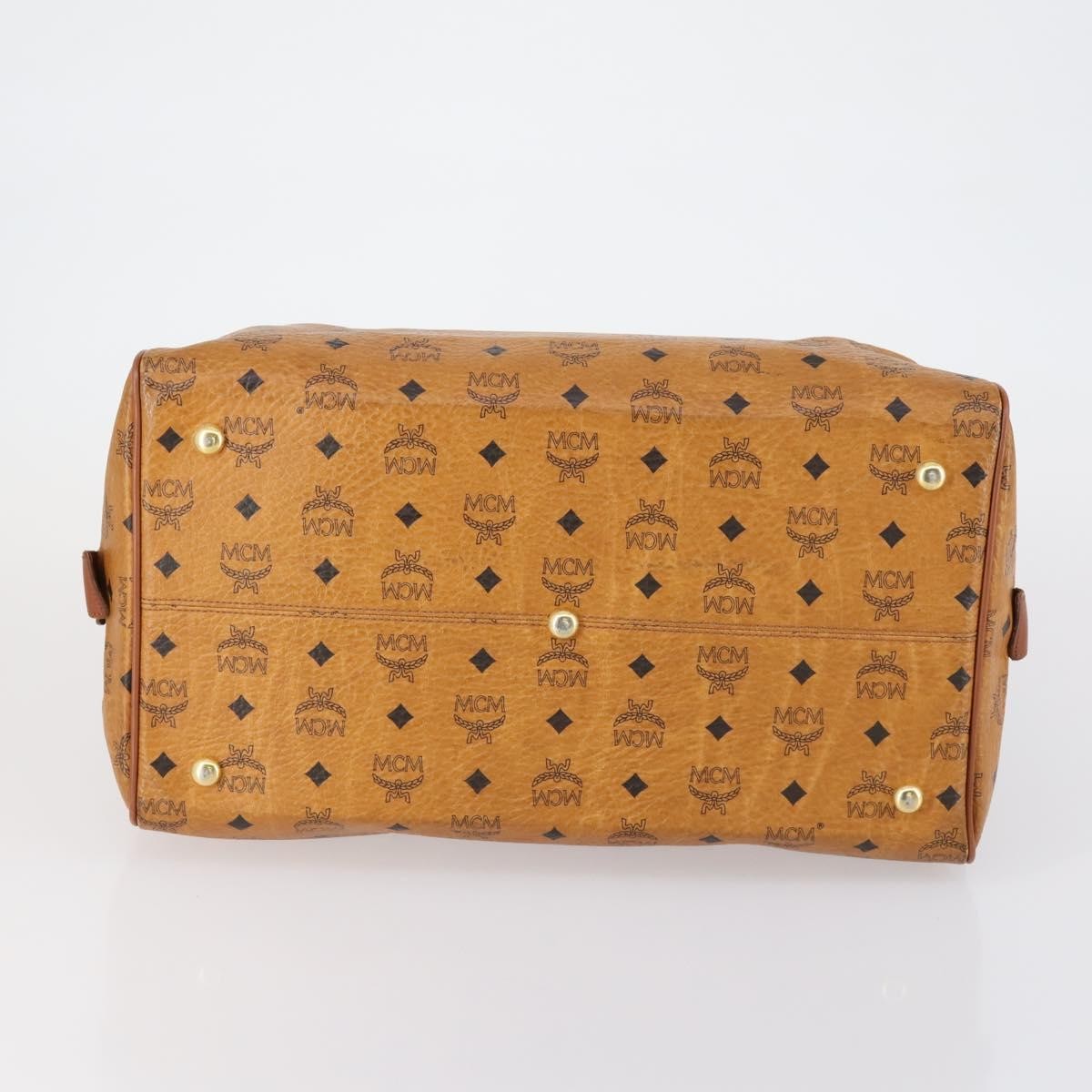 MCM Vicetos Logogram Boston Brown Canvas Travel Bag Bag (Pre-Owned)