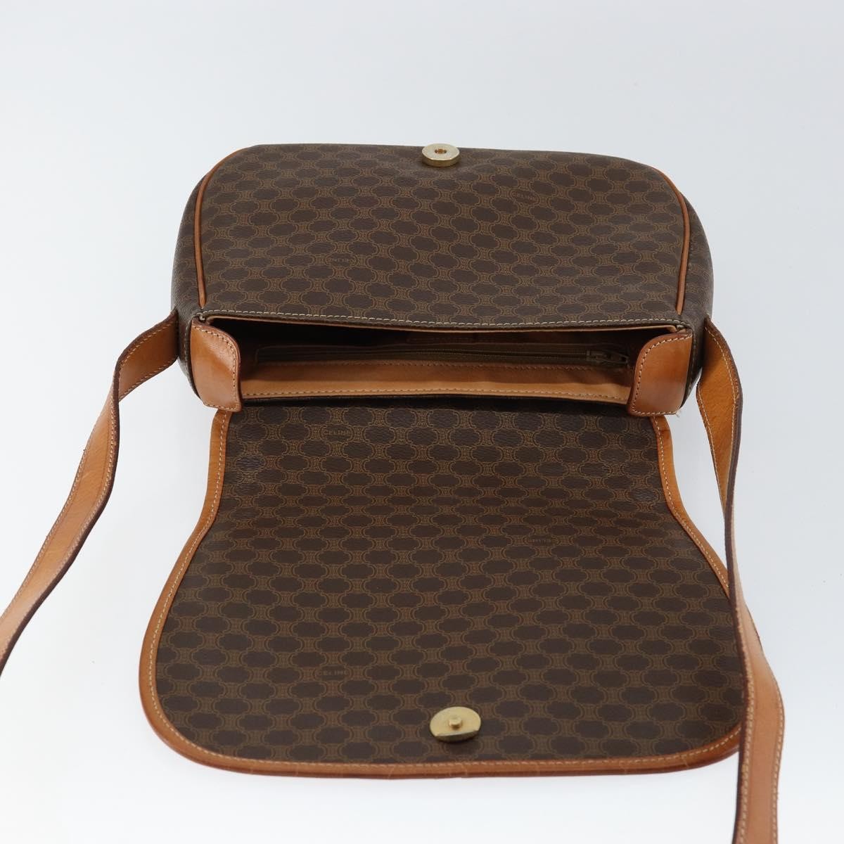 Celine Macadam Shoulder Pvc Leather Brown Canvas Shoulder Bag Bag (Pre-Owned)