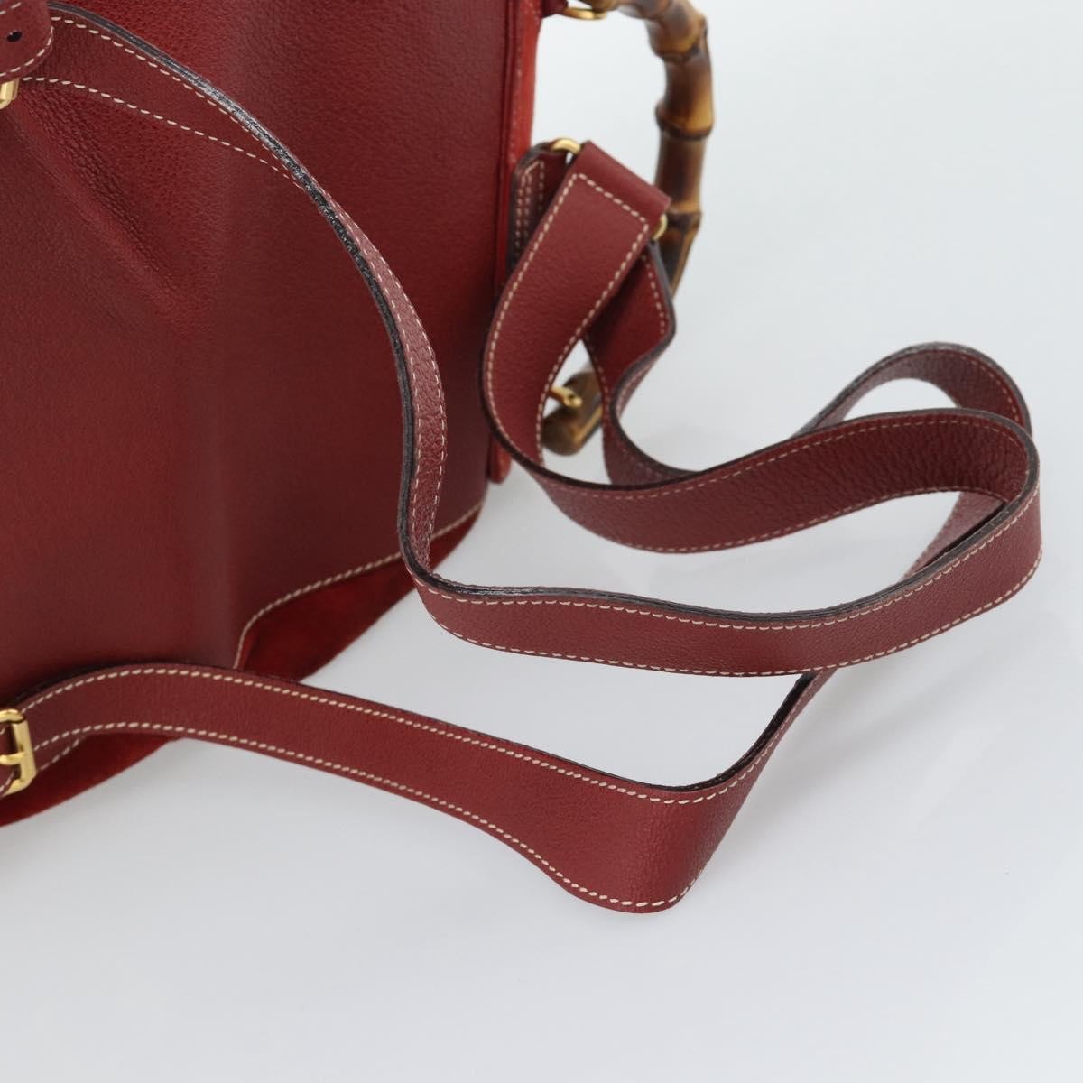 Gucci Vintage Bamboo Suede Red Suede Backpack Bag (Pre-Owned)