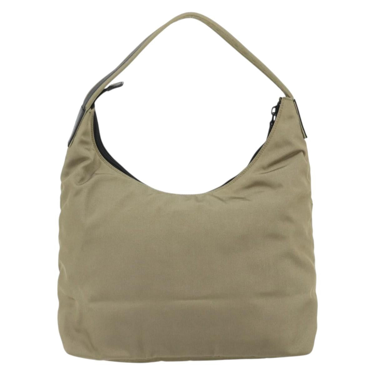 Gucci Double Pocket Hobo Nylon Beige Nylon Shoulder Bag Bag (Pre-Owned)