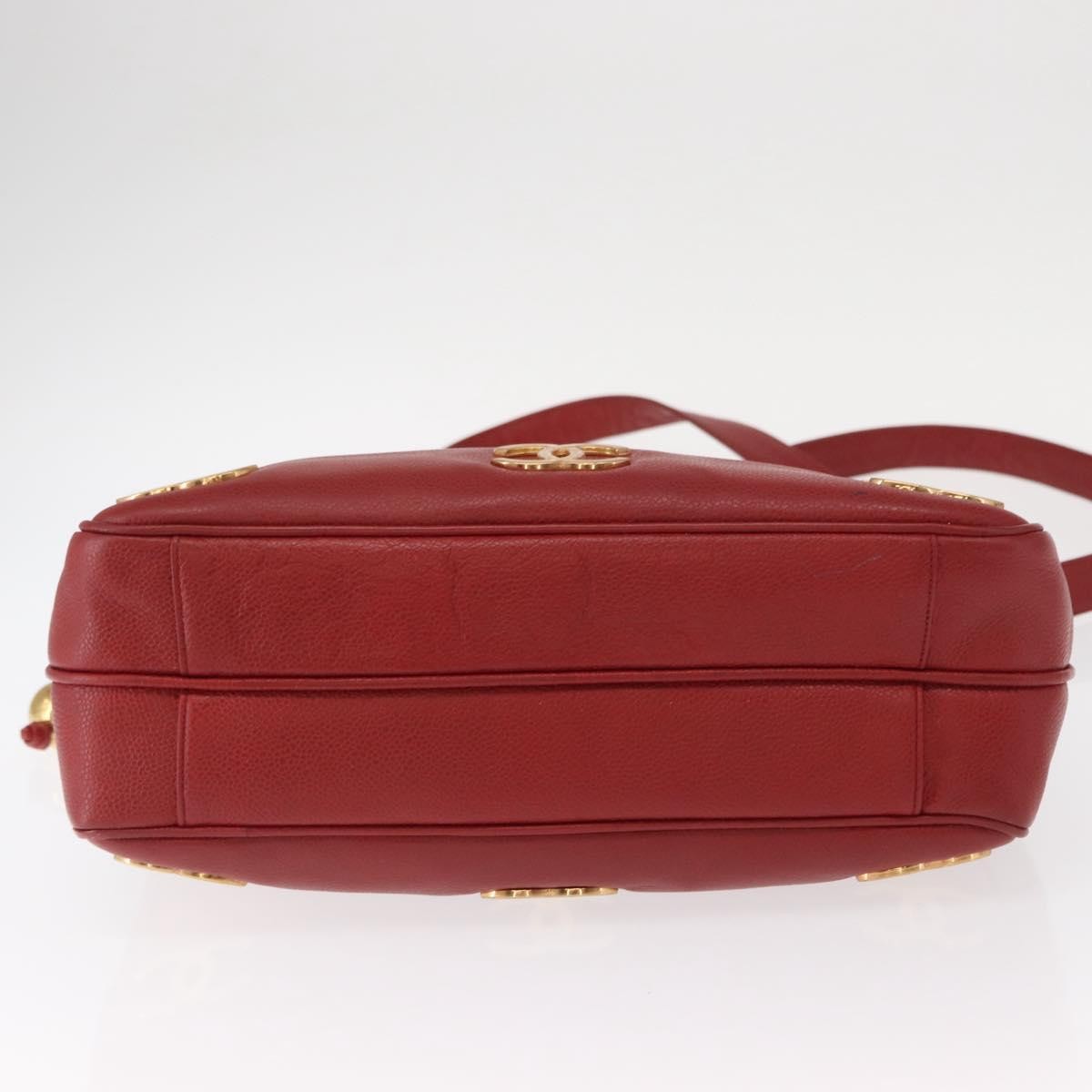 Chanel Vintage Metal Cc Caviar Red Leather Shoulder Bag Bag (Pre-Owned)