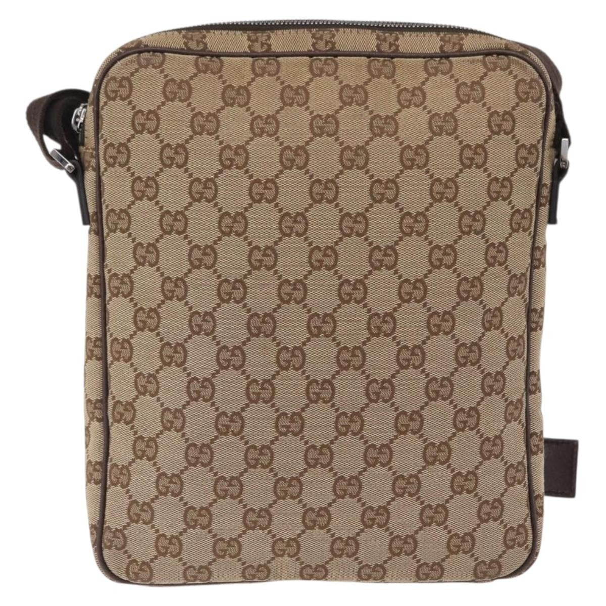 Gucci Front Zip Messenger Gg Coated Canvas Beige Canvas Crossbody Bag Bag (Pre-Owned)