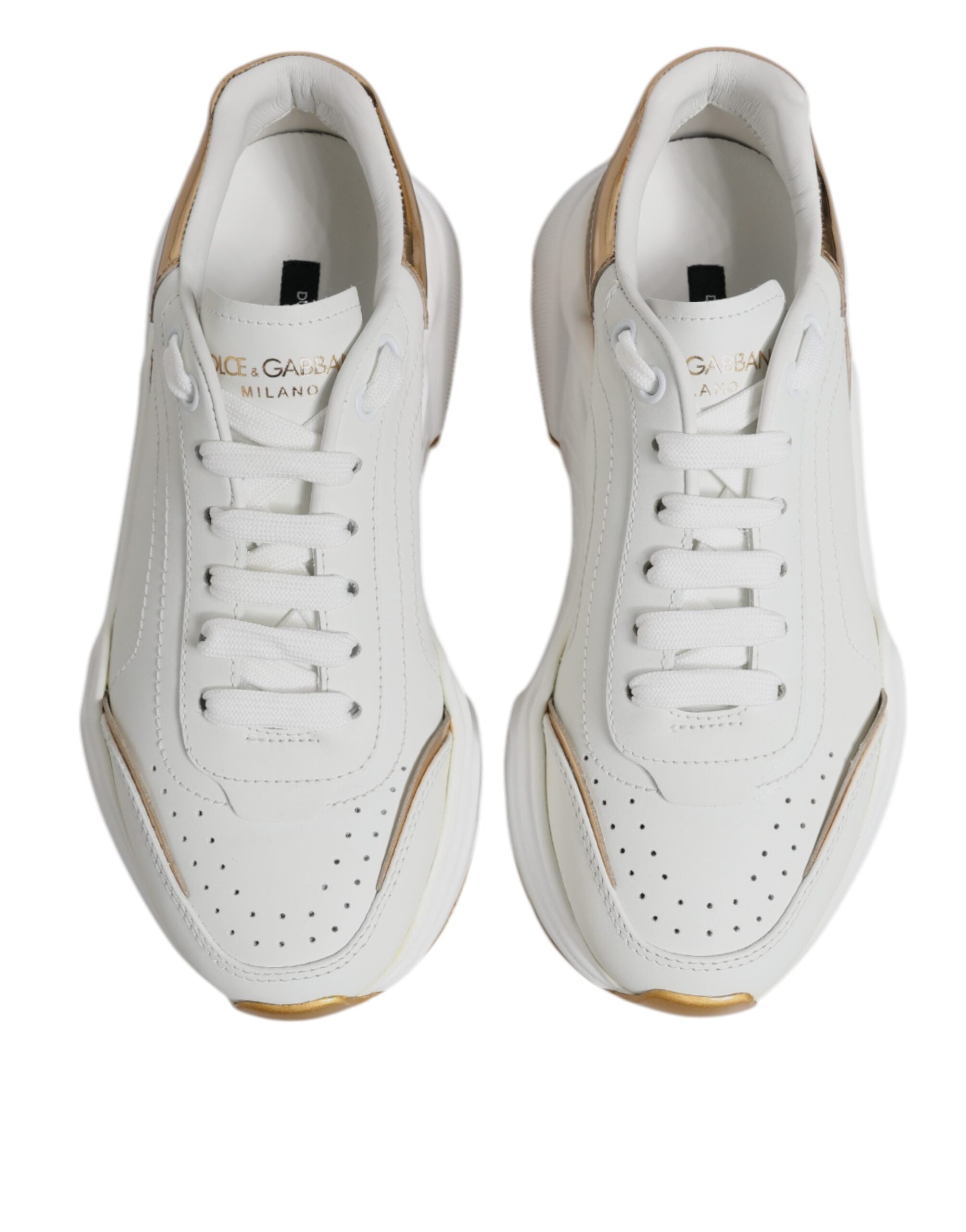 Dolce & Gabbana White Gold Daymaster Low Top Sneakers Women's Shoes