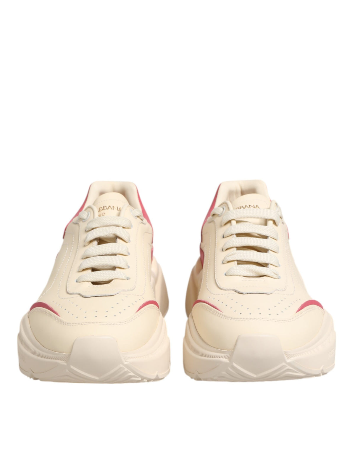 Dolce & Gabbana White Pink Leather Daymaster Sneakers Women's Shoes (Pre-Owned)