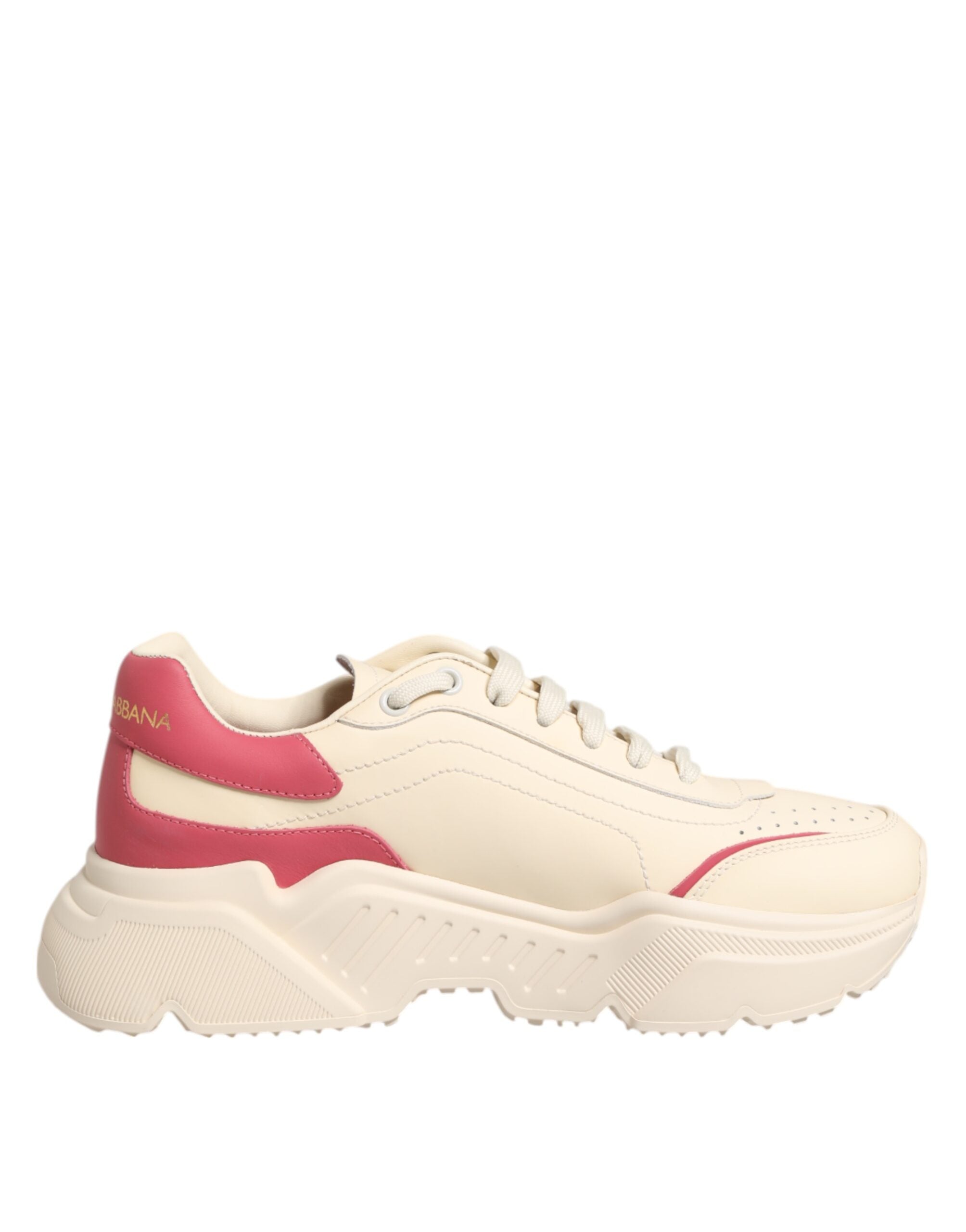 Dolce & Gabbana White Pink Leather Daymaster Sneakers Women's Shoes (Pre-Owned)