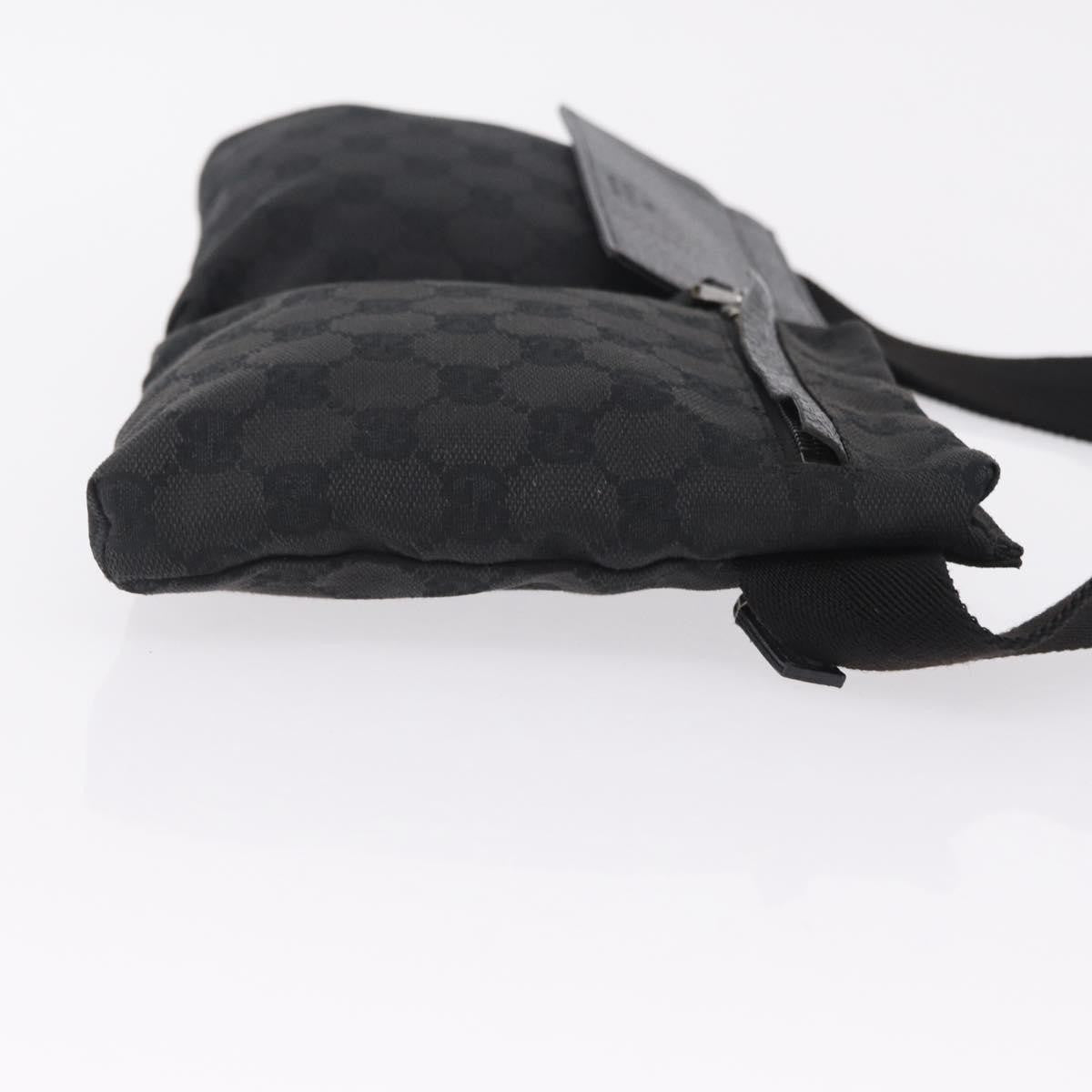 Gucci Two Pocket Belt Bag Gg Canvas Black Canvas Handbag (Pre-Owned)