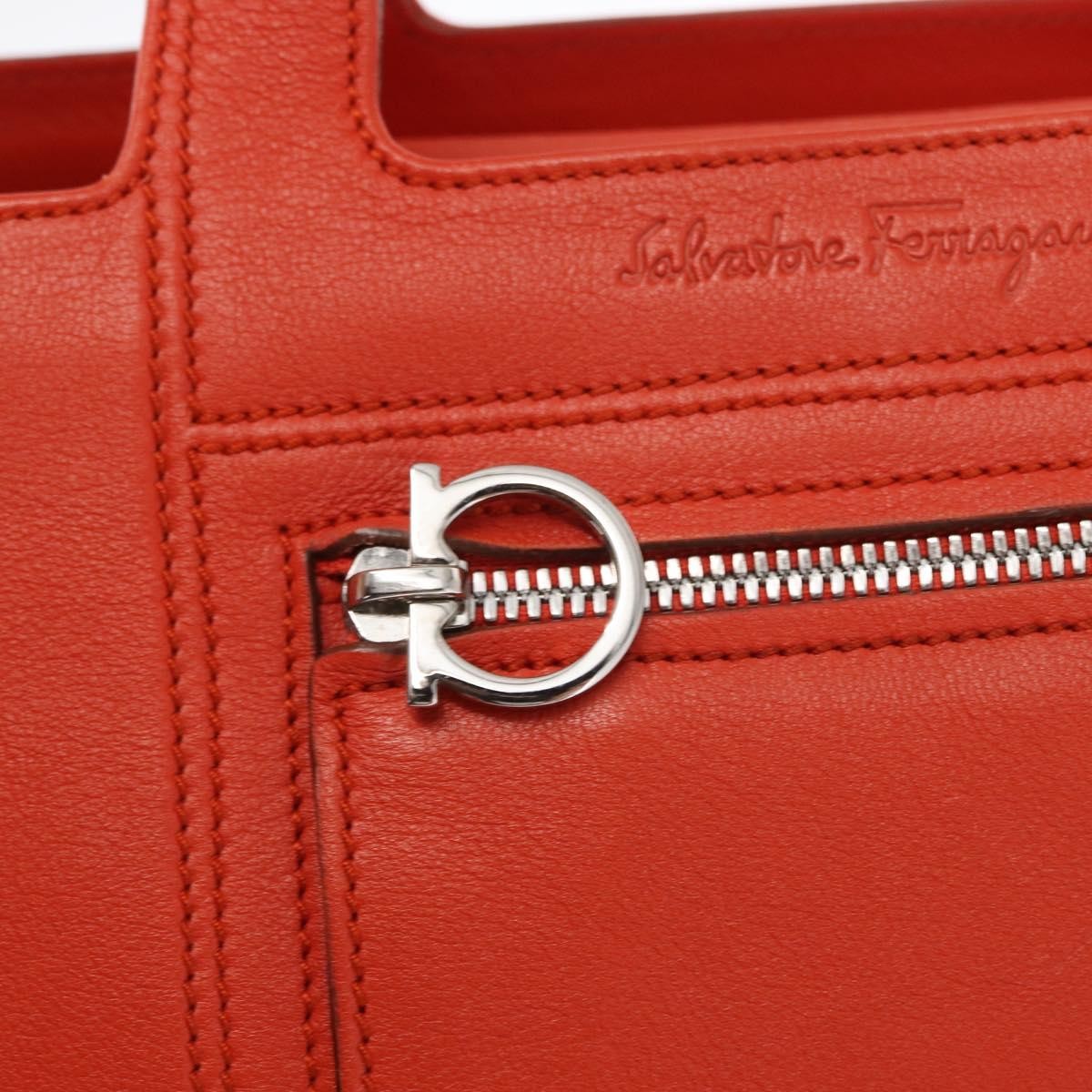 Salvatore Ferragamo Gancini Leather Orange Leather Handbag (Pre-Owned)