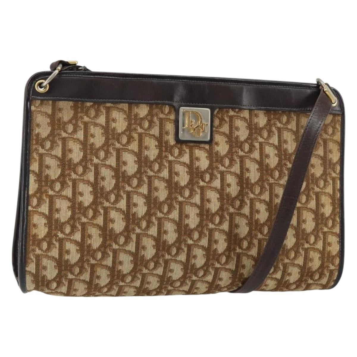 Christian Dior Vintage Trotter Diorissimo Canvas Beige Canvas Shoulder Bag Bag (Pre-Owned)