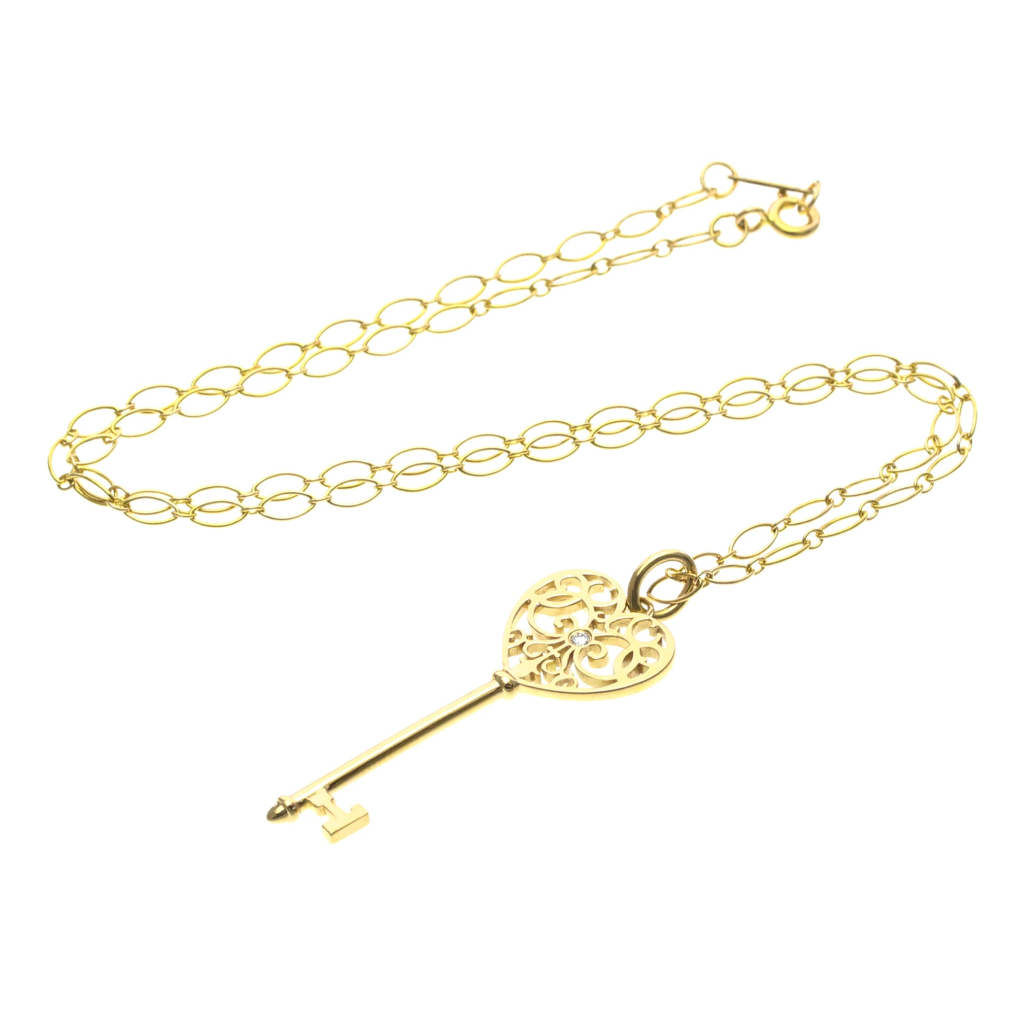 Tiffany & Co. Enchant Heart Key Pendant 18K Rose Gold With Diamond Gold Pink_Gold Necklace Jewelry (Pre-Owned)