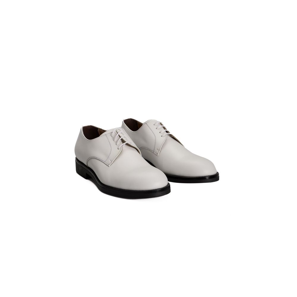 Roberto Pepe Luxury White Leather Men Men's Shoe