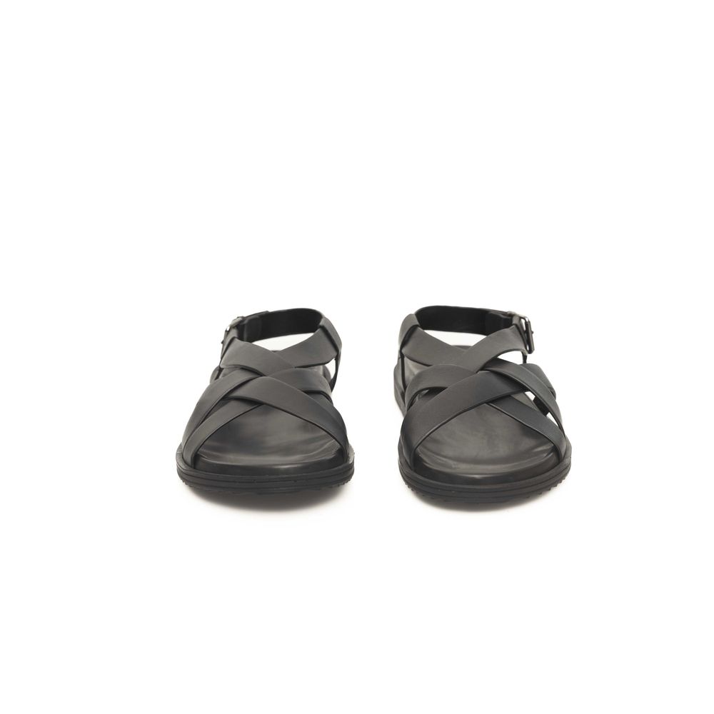 Cerruti 1881 Black Leather Men Men's Sandal