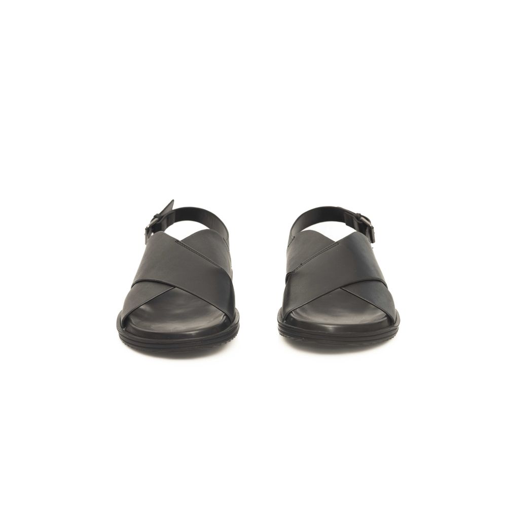 Cerruti 1881 Black Leather Men Men's Sandal