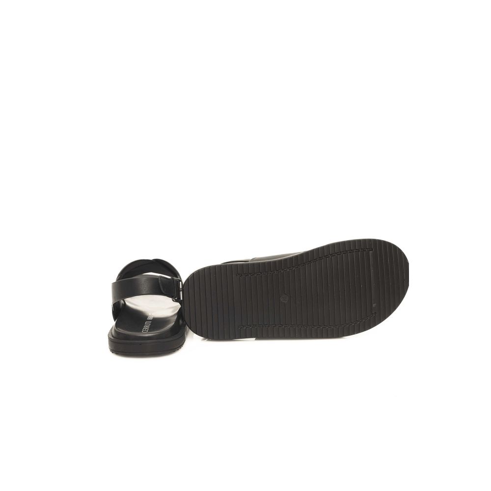 Cerruti 1881 Black Leather Men Men's Sandal