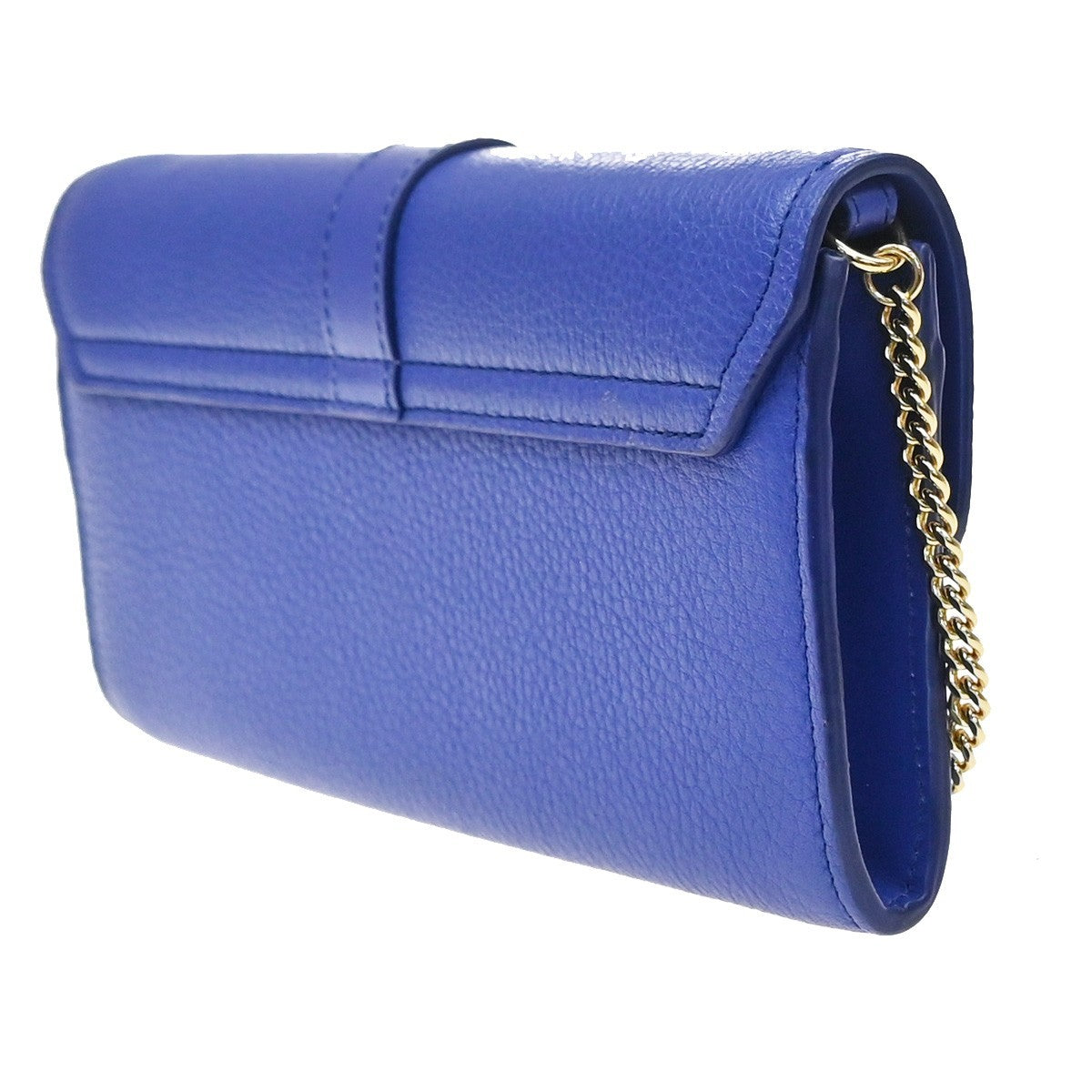 Chloe Aby Chain Leather Blue Leather Shoulder Bag Bag (Pre-Owned)
